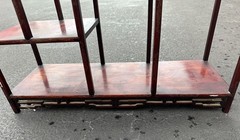 Mid-Century Chinese Brass Inlay Rosewood Wall Mounted Curio Display Cabinet