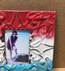 VTG 11″ Sq. Photo 4×6 Tin Ceiling Metal Decorative Picture Frame Old 658-26B