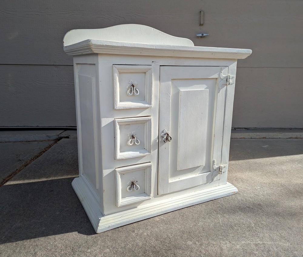 Vintage Victorian Shabby Chic White Painted Dry Sink Cabinet Wash Stand Table W6