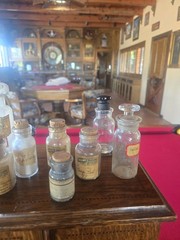 Solid Wood Antique Apothecary Cabinet Box Portable Medicine Chest Glass Bottles