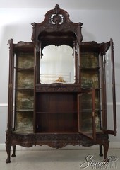 F67609: Antique Victorian Carved Mahogany Curio Display Cabinet