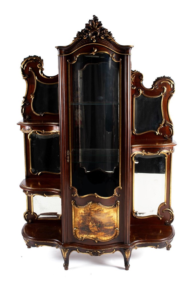 Antique Display Cabinet/Curio LOUIS XV STYLE ETAGERE 19th century W/ Light.