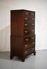 Vintage Chippendale Style Flip Top Media or Storage Unit with Faux Drawers