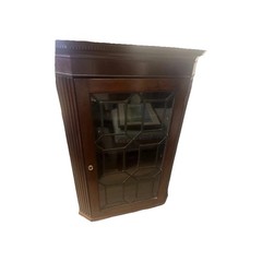 Neoclassical Hanging Corner CABINET, Cupboard, Mahogany, Thirteen Light, 43″