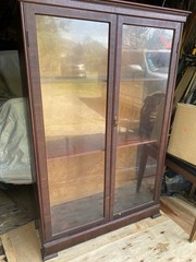 Vintage (2) Glass Door adjustable 3-tiered Wooden Hutch c. 1930’s