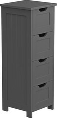Slim Wood Bathroom Sideboard 4 Drawers Gray Narrow Storage Cabinet Toilet Paper