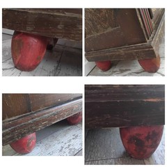 Antique German Hand Made & Painted Shrunk Bar Cupboard Hutch w/ Original Key