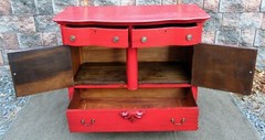 Vintage Victorian Grannie Upscale WOW Red Urban BOHO CHIC Buffet Mirror Dresser