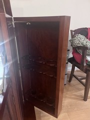 George Zee & Co. Bar Cabinet Brown Wood Mirrored Interior Bottle Storage