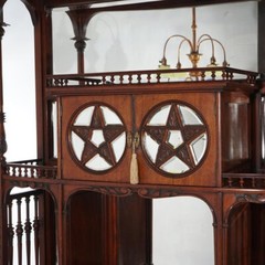 Mahogany Star Pentagram Etagere with Mirrors, Spindles & Eagles C1900