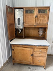 Antique Sellers Cabinet Hutch with Flour Sifter and Stained Glass Doors