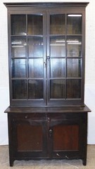 Antique Two Piece Painted Pine Step Back Cupboard