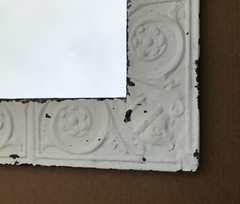 VTG Decorative TORCH Salvaged Tin Ceiling 23″ SQ. Metal Mirror Old 1720-25B