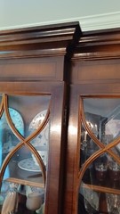 Vintage Georgian Style Mahogany Breakfront China Cabinet w/Hidden Secetary