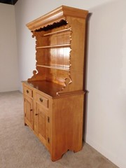 Circa 1953 BONENBERGER Tiger Maple 2 PC Kitchen Dining Stepback Cabinet Hutch