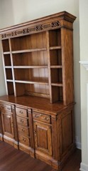 Vintage Oak China hutch cabinet by Hickory Chair Co. Custom built & finish
