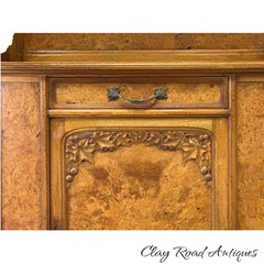 antique french art nouveau liquor cabinet burled elm curio cupboard 1920