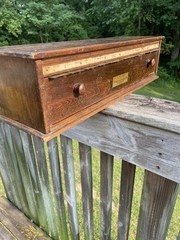 Antique McCourt Label Co Cabinet Medical Apothecary Display Label Dispenser