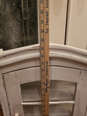 Antique Distressed White Wood WallMount/FreeStand Small Curio W/Glass Door &…