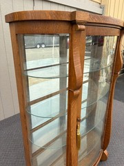 67676 Antique Oak Empire Curved Glass China Cabinet with Shelves