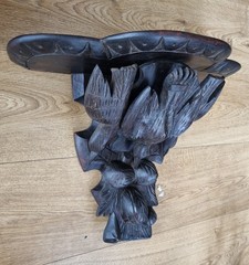 Antique French Oak Wall Shelf Bracket Carved Hanging Game Bird Gothic Revival