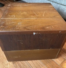 Antique Wooden 4 Drawers Library Index Card Catalog 2 Sections Stacked Tabletop