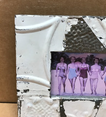 VTG Shabby White Photo 4×6 Patchwork Tin Ceiling Picture Frame Chic Old 673-26B