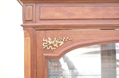 Antique French Louis XVI Style 94″ Curio China Display Cabinet Bookcase w Bronze