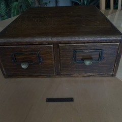 Antique Yawman Erbe 2 Drawer Library Card Catalog Index File Cabinet Wood Box