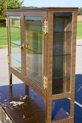 Antique Medical Cabinet Apothecary Medicine Glass Display Case industrial Vtg