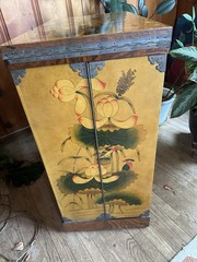 Vintage Chinese Cabinet Chinoiserie Asian style Folding Liquor French Bar Brass