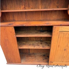 Antique NY country cupboard cabinet 18th raised panel primitive farm step back