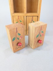Vintage Wood 4 Drawer Spice Apothecary Cabinet 9×5″