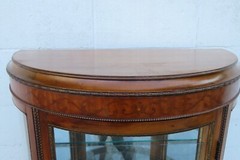 French Early 1900s Carved Inlaid Vitrine Display Curio Cabinet Cupboard 5667