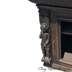 antique figural carved Oak hanging cabinet victorian Black Forest repurpose part