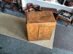 Victorian stunning LARGE bur Walnut/brass Collectors 3draws &key Cabinet C1850