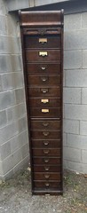 GLOBE WERNICKE TAMBOUR ROLL OAK FILE CABINET