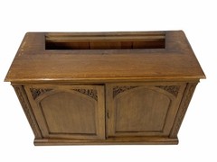 Antique Gothic Style Glass Front Carved Bookcase Cabinet