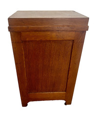 Rare Antique File Cabinet Tilt Open Top Index Card drawers Paneled Sides Casters