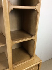 Mid Century Modern Two Piece China Cabinet with Limed Finish