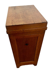 Rare Antique File Cabinet Tilt Open Top Index Card drawers Paneled Sides Casters