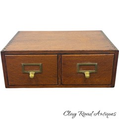 antique tiger oak two drawer card catalog recipe file cabinet desk top 1920