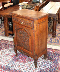 French Antique Carved Tiger Oak Louis XV Cabinet / Jam Cabinet