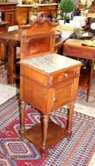 French Louis XVI Antique Walnut Nightstand Small Bedside Cabinet With Crown