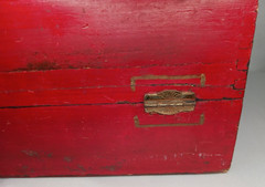 VTG Red Wooden Cabinet Jewelry Box Asian Motif 9″x 4.75″x 7.75″ Outstanding!!!