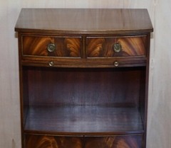 Pair of Shaws London Bow Fronted Side Bookcase Tables + Butlers Serving Trays