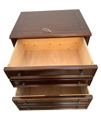 Lateral File Cabinet, Two Locking Drawers keys, Desk Height Banded Mahogany