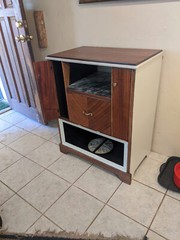 Home Bar/ Wine/ Service Cabinet 1950’s Majestic Radio Transformed Marble Shelves