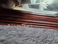 Vintage Wooden Jewelry Armoire with Etched Glass