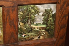 Vintage W Germany Oak Cabinet with Italian Tiles